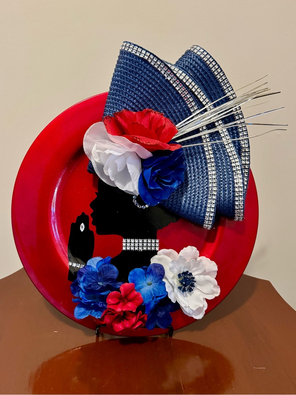 Custom Patriotic Decorative Charger Plate Red White Blue Home Decor Holiday